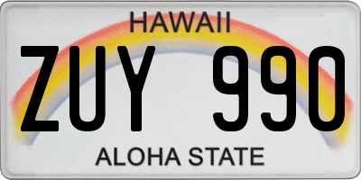 HI license plate ZUY990