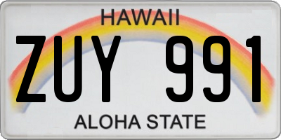 HI license plate ZUY991
