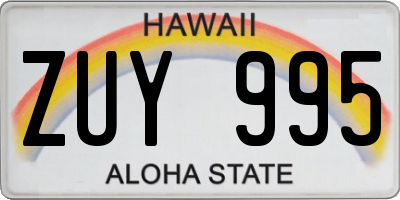 HI license plate ZUY995