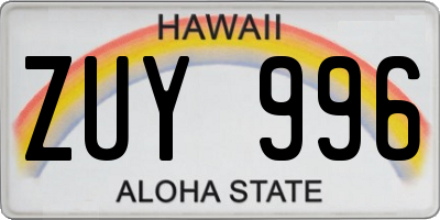 HI license plate ZUY996