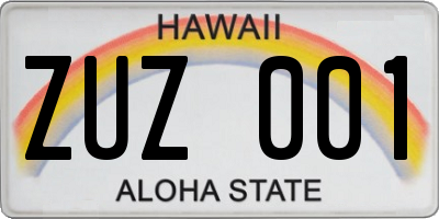 HI license plate ZUZ001