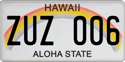 HI license plate ZUZ006