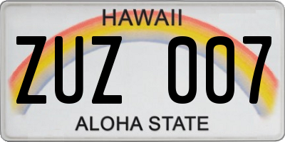 HI license plate ZUZ007