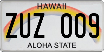 HI license plate ZUZ009