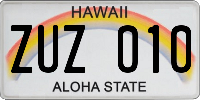 HI license plate ZUZ010