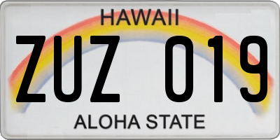 HI license plate ZUZ019