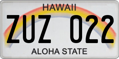 HI license plate ZUZ022