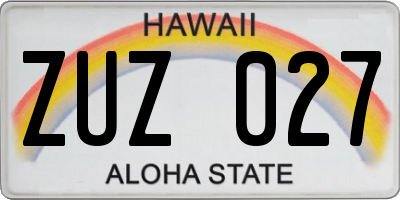 HI license plate ZUZ027