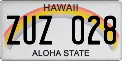 HI license plate ZUZ028