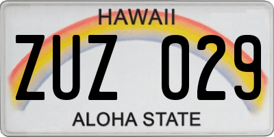 HI license plate ZUZ029