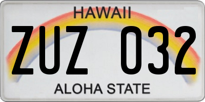 HI license plate ZUZ032