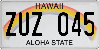 HI license plate ZUZ045