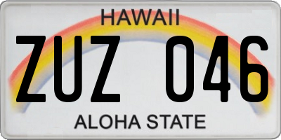 HI license plate ZUZ046