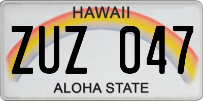 HI license plate ZUZ047