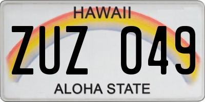 HI license plate ZUZ049