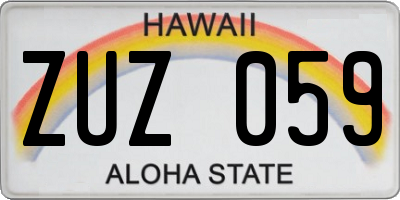 HI license plate ZUZ059