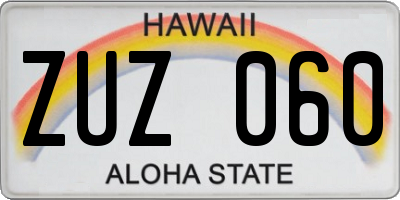 HI license plate ZUZ060