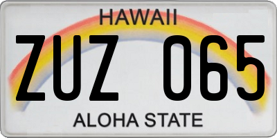 HI license plate ZUZ065