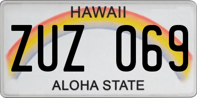 HI license plate ZUZ069
