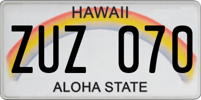 HI license plate ZUZ070