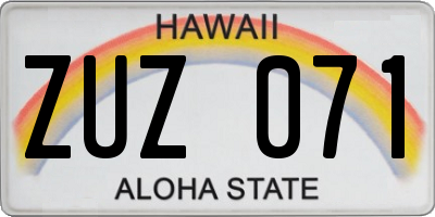 HI license plate ZUZ071