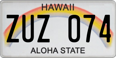 HI license plate ZUZ074