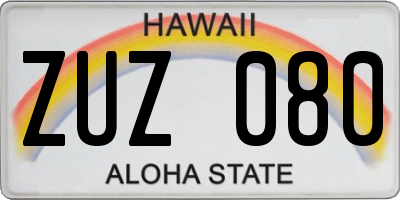 HI license plate ZUZ080