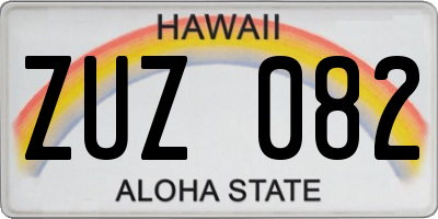 HI license plate ZUZ082