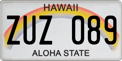 HI license plate ZUZ089