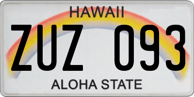 HI license plate ZUZ093