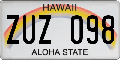 HI license plate ZUZ098