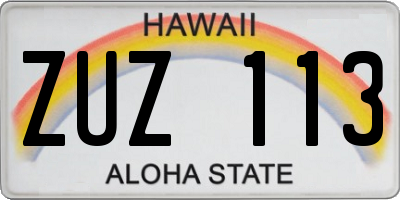 HI license plate ZUZ113