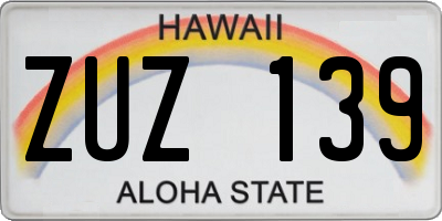 HI license plate ZUZ139