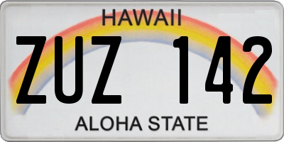 HI license plate ZUZ142