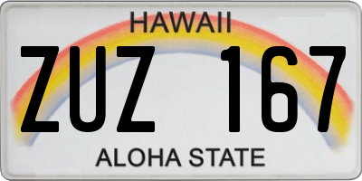 HI license plate ZUZ167