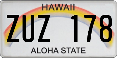 HI license plate ZUZ178