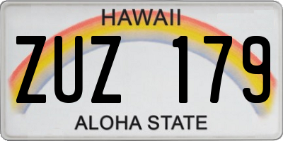 HI license plate ZUZ179