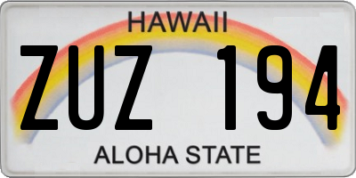 HI license plate ZUZ194