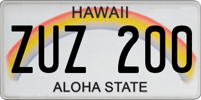 HI license plate ZUZ200