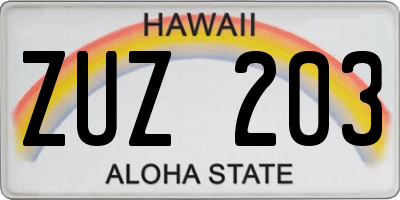 HI license plate ZUZ203