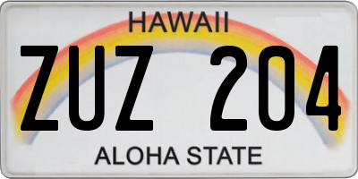 HI license plate ZUZ204