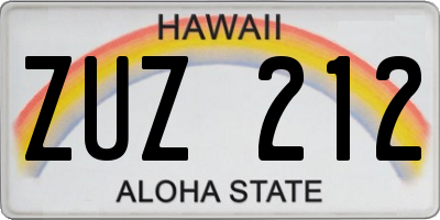 HI license plate ZUZ212