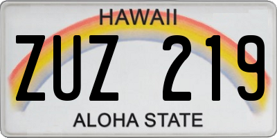 HI license plate ZUZ219