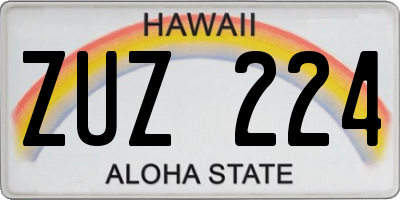 HI license plate ZUZ224
