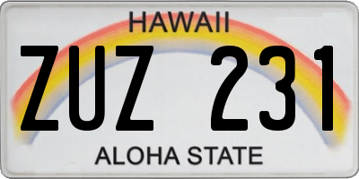 HI license plate ZUZ231