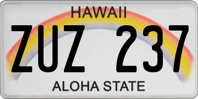 HI license plate ZUZ237