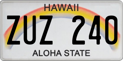 HI license plate ZUZ240