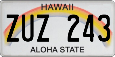 HI license plate ZUZ243