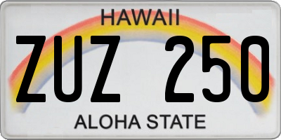 HI license plate ZUZ250