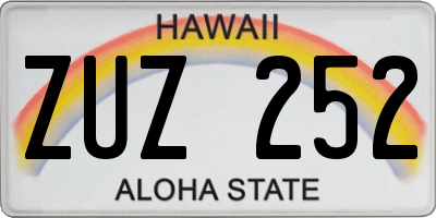 HI license plate ZUZ252
